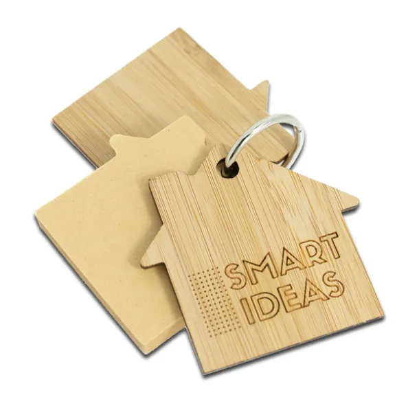 HOMELAND bamboo keychain with memo cards Beige