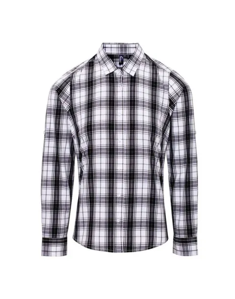  'GINMILL' CHECK - WOMEN'S LONG SLEEVE COTTON SHIRT - Premier Black White