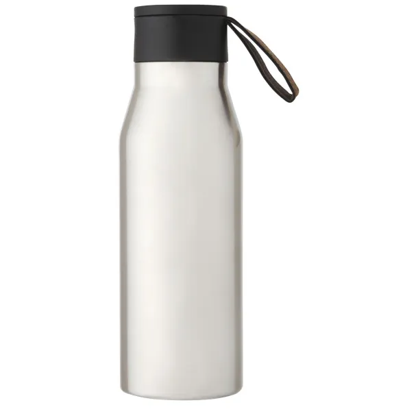 Ljungan 500 ml copper vacuum insulated stainless steel bottle with PU leather strap and lid - Unbranded Silver