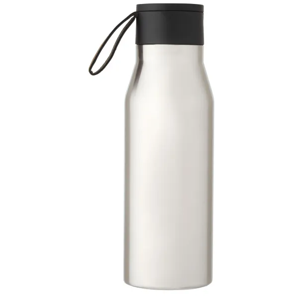 Ljungan 500 ml copper vacuum insulated stainless steel bottle with PU leather strap and lid Silver