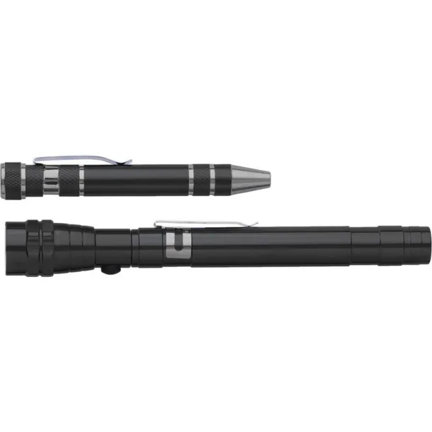  Tool set, 3 LED telescopic torch, screwdriver 8 el. black