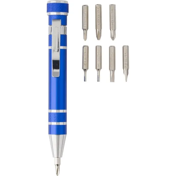  Tool set, 3 LED telescopic torch, screwdriver 8 el. Plava