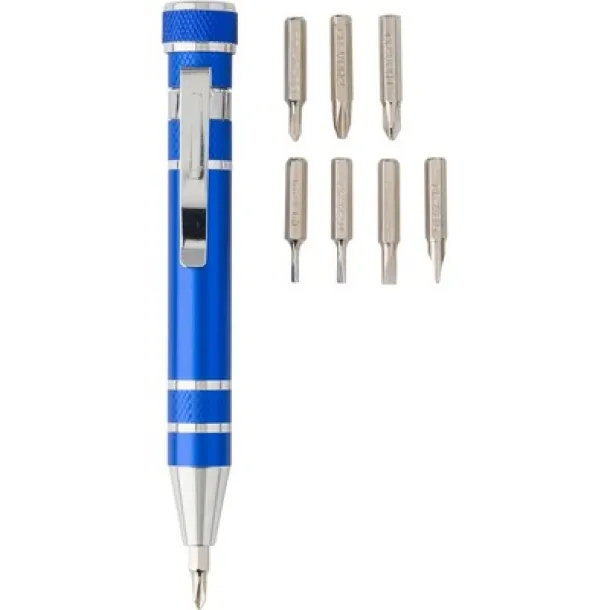  Tool set, 3 LED telescopic torch, screwdriver 8 el. blue