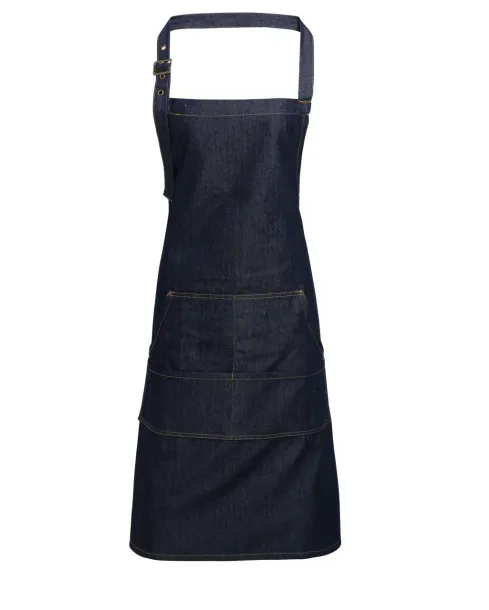  JEANS STITCH DENIM BIB APRON - Premier Indigo Denim