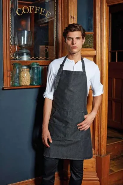  JEANS STITCH DENIM BIB APRON - Premier Black Denim