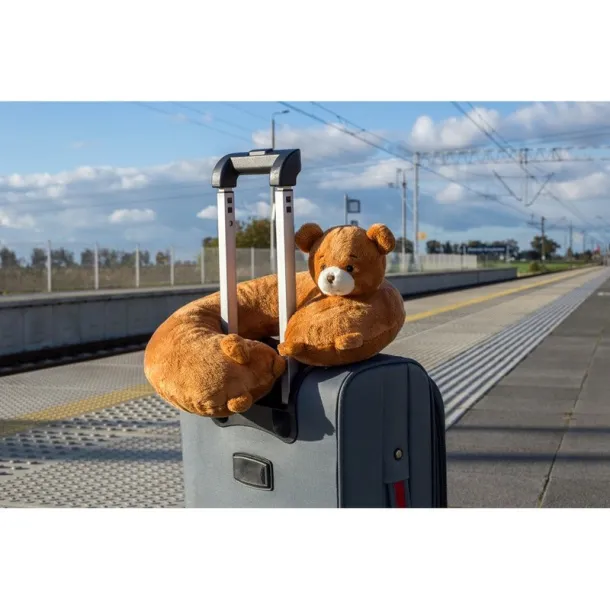 Triperd Plush teddy bear, travel pillow light brown