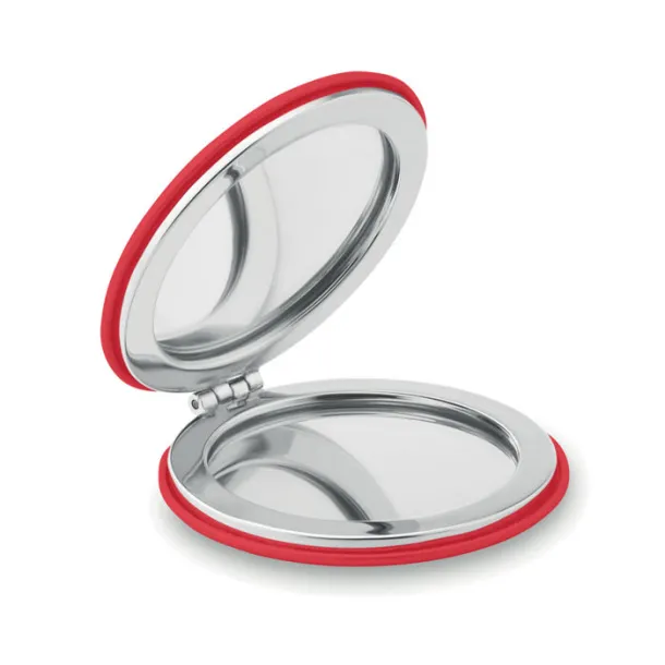 GLOW ROUND Round PU mirror Red