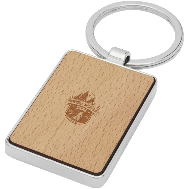 Mauro beech wood rectangular keychain Natural