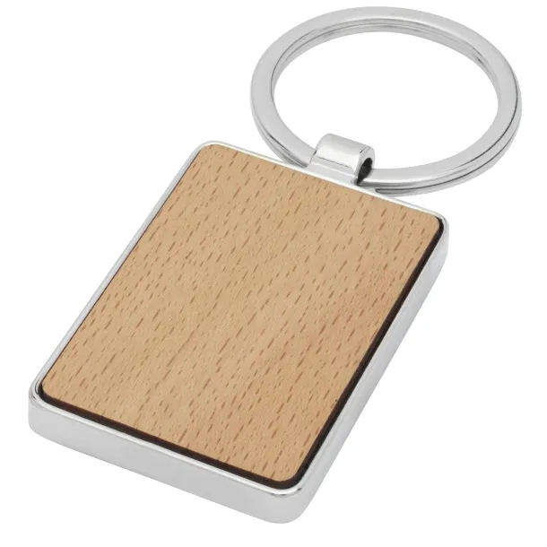 Mauro beech wood rectangular keychain - Unbranded Natural