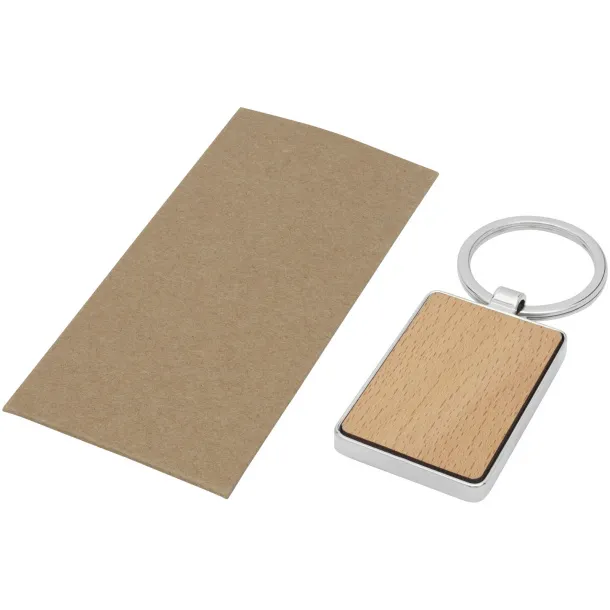 Mauro beech wood rectangular keychain - Unbranded Natural