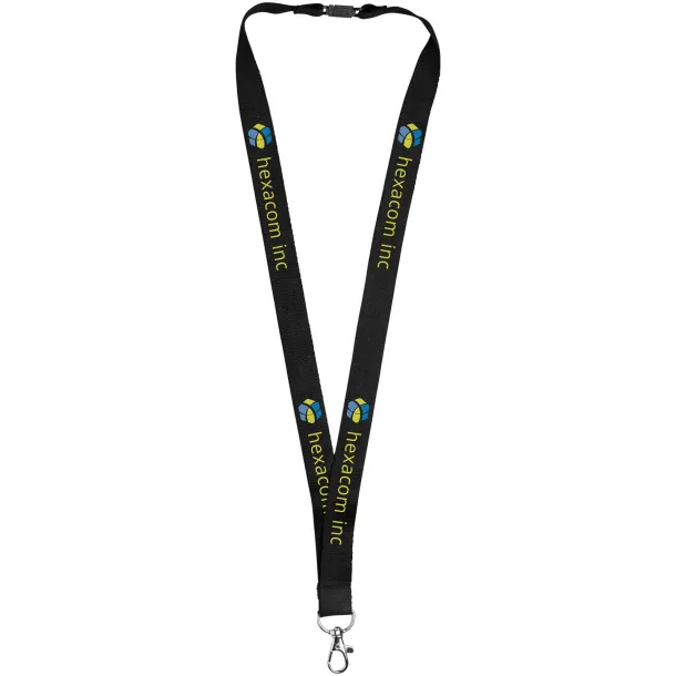 Julian bamboo lanyard with safety clip Solid black