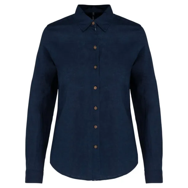  LADIES' LONG SLEEVE LINEN AND COTTON SHIRT - Kariban Navy