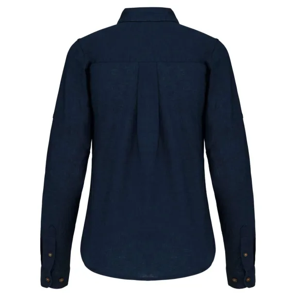  LADIES' LONG SLEEVE LINEN AND COTTON SHIRT - Kariban Navy