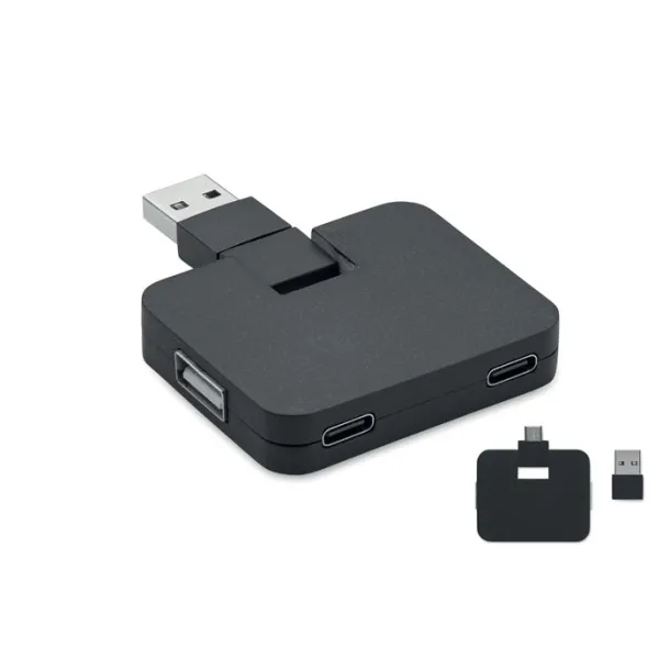 SQUARE-C 4 port USB hub Black