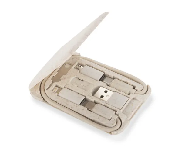 OLIN Mobile stand with charging cables naturalny