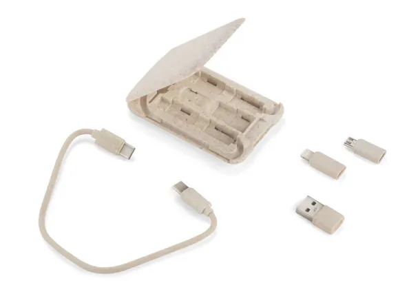 OLIN Mobile stand with charging cables naturalny