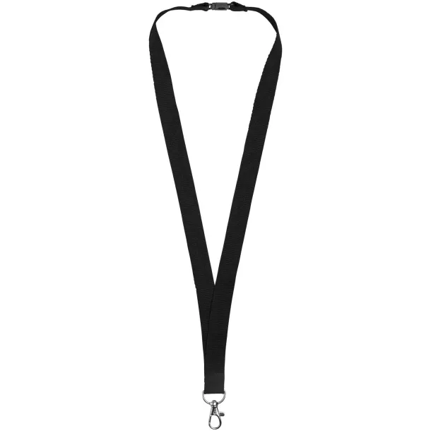 Dylan cotton lanyard with safety clip Solid black