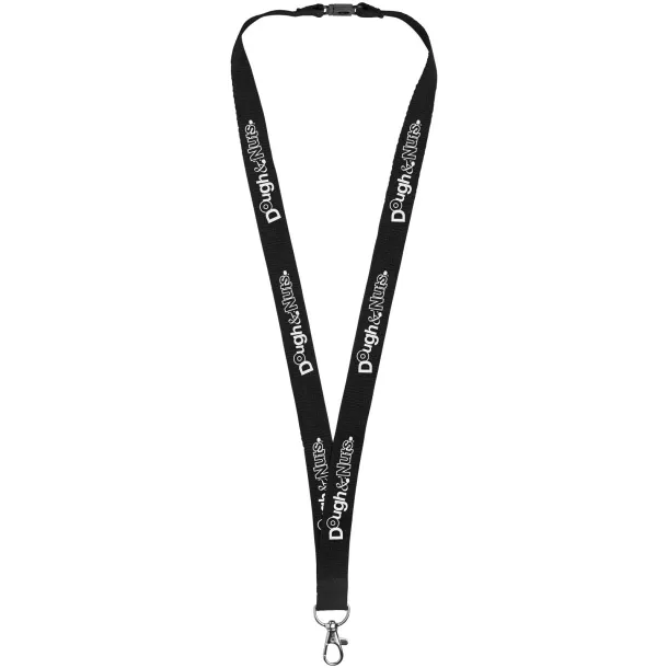 Dylan cotton lanyard with safety clip Solid black