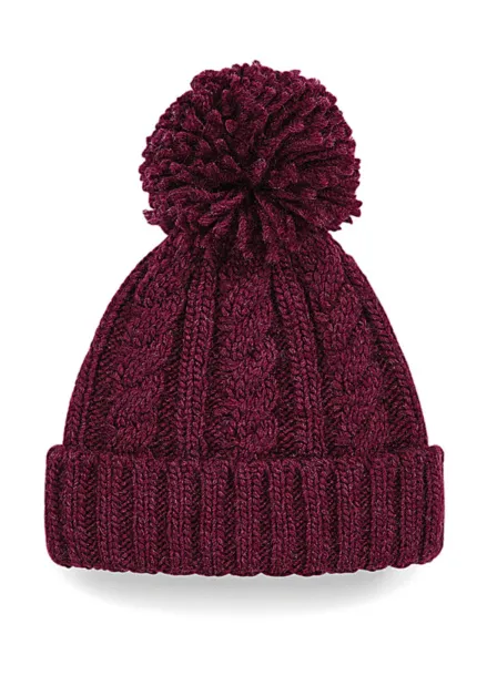  Cable Knit Melange Beanie - Beechfield Burgundy