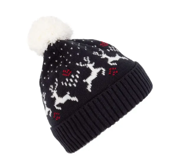  WINTER BEANIE WITH REINDEER DESIGN - K-UP Night Navy Natural