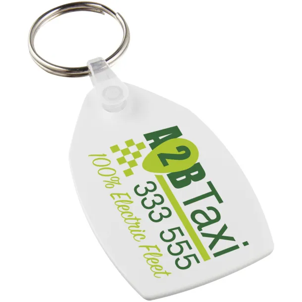 Tait rectangular-shaped recycled keychain - PF Manufactured White