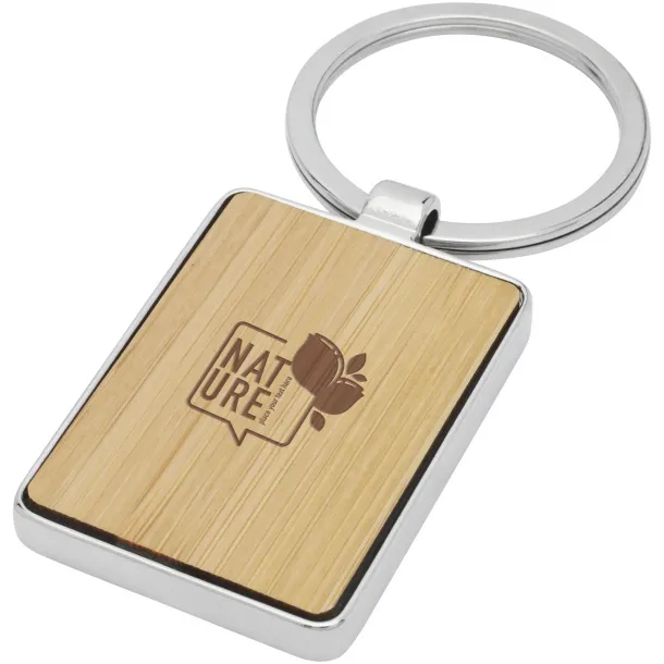 Neta bamboo rectangular keychain Natural