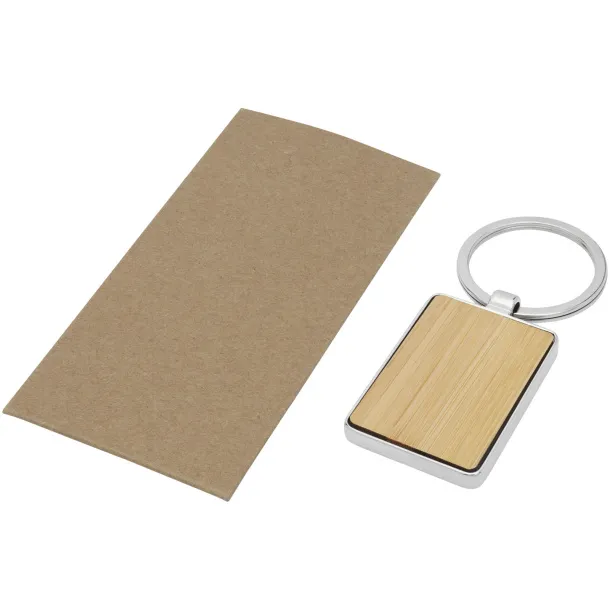 Neta bamboo rectangular keychain Natural