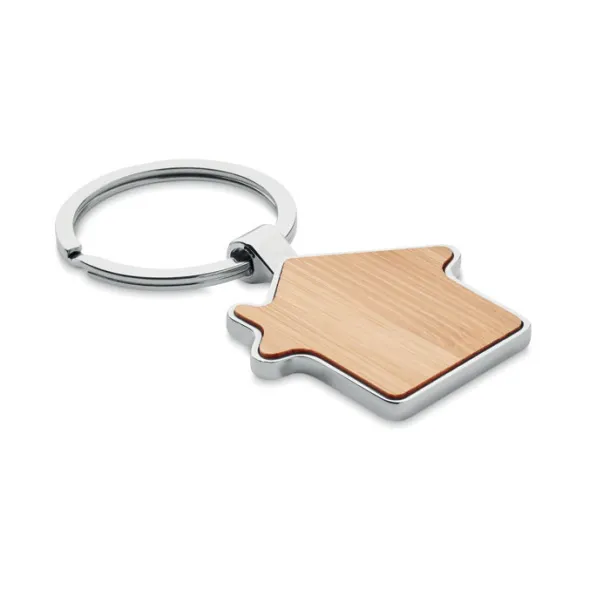 BURNIE House key ring metal bamboo Wood