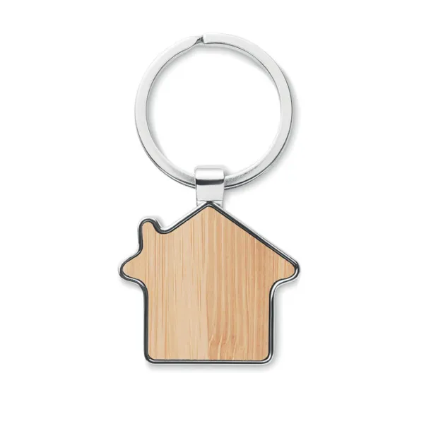 BURNIE House key ring metal bamboo Wood