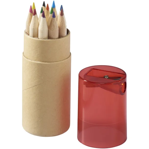 Hef 12-piece coloured pencil set with sharpener Red