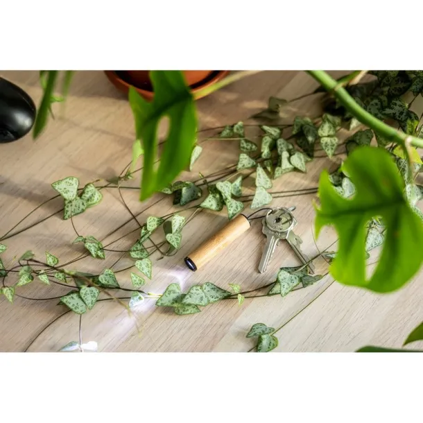  Privjesak za ključeve od bambusa, 1 LED svjetlo wood