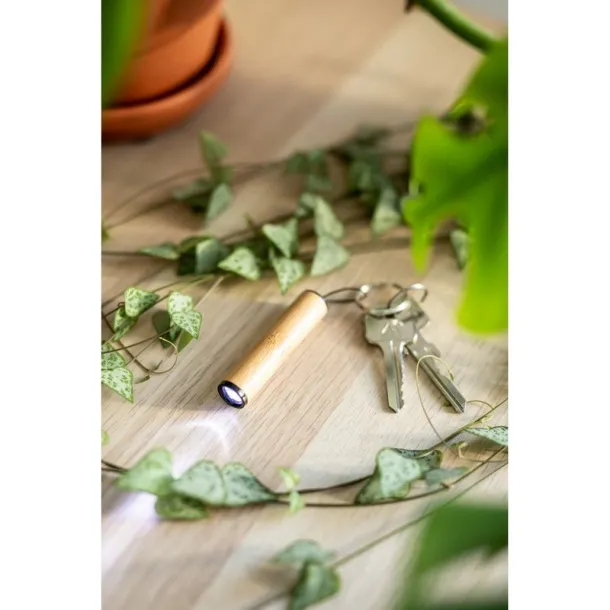  Privjesak za ključeve od bambusa, 1 LED svjetlo wood