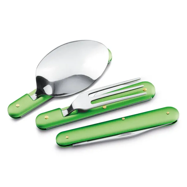 11072 3 Piece cutlery set Light green