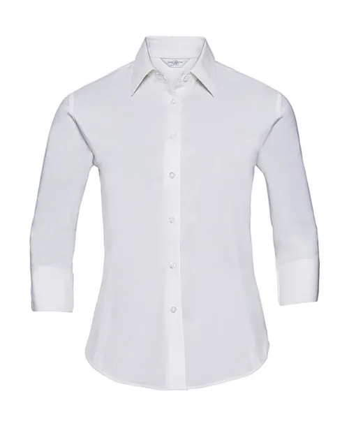  Ladies' 3/4 Sleeve Easy Care Fitted Shirt - Russell Collection Bijela