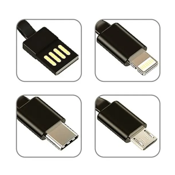  Prijenosna baterija 10.000 mAh s 3 kabela Crna