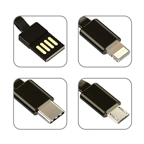  Prijenosna baterija 10.000 mAh s 3 kabela Crna