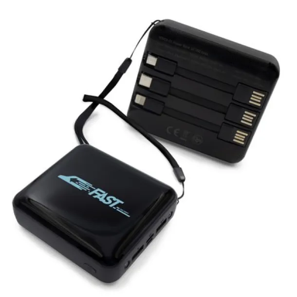  Prijenosna baterija 10.000 mAh s 3 kabela Crna