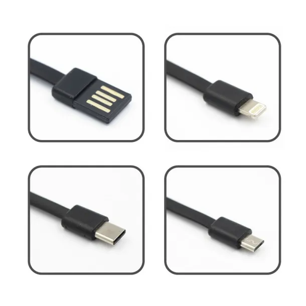  Power bank 10000 mAh, 3 charging cables included Crna