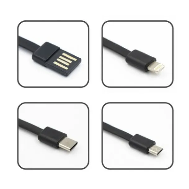  Prijenosna baterija 10.000 mAh s 3 kabela Crna