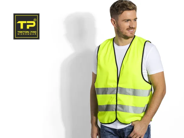 GLOW fluorescent safety vest with reflective tapes - TEKTON PRO Neon yellow