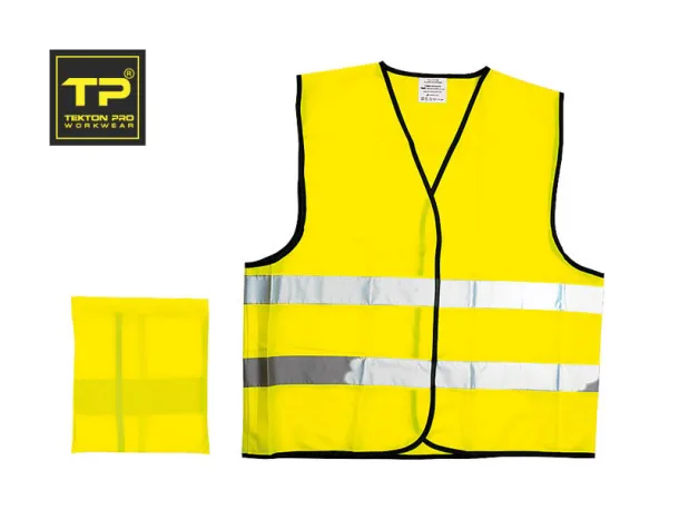 GLOW fluorescent safety vest with reflective tapes - TEKTON PRO Neon yellow