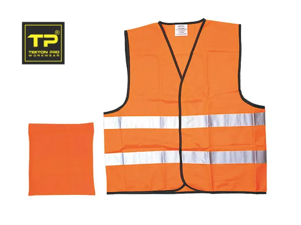 GLOW fluorescent safety vest with reflective tapes - TEKTON PRO Neon orange