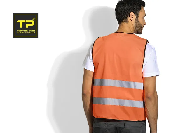 GLOW fluorescent safety vest with reflective tapes - TEKTON PRO Neon orange