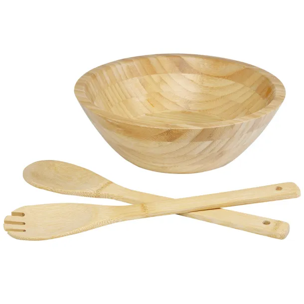 Argulls bamboo salad bowl and tools - Seasons Natural