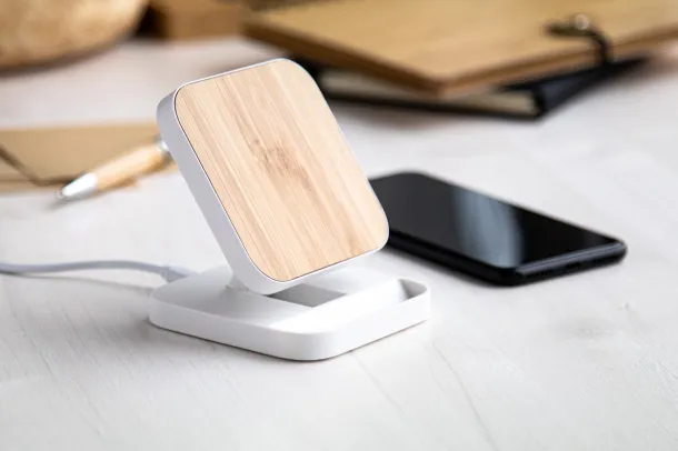 Rabso wireless charger mobile holder White Natural