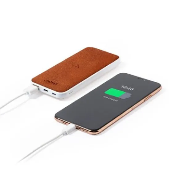  RABS wireless power bank 8000 mAh, wireless charger 10W, recycled leather detail brown