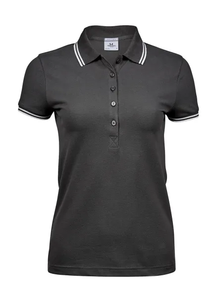  Ladies Luxury Stripe Stretch Polo - Tee Jays Tamno siva Bijela