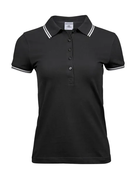  Ladies Luxury Stripe Stretch Polo - Tee Jays Black Bijela