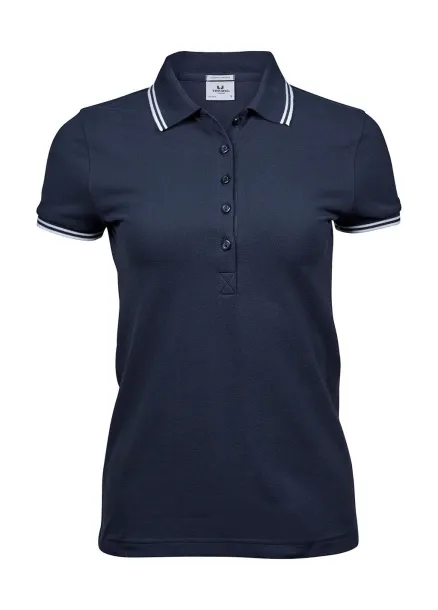  Ladies Luxury Stripe Stretch Polo - Tee Jays Navy Bijela