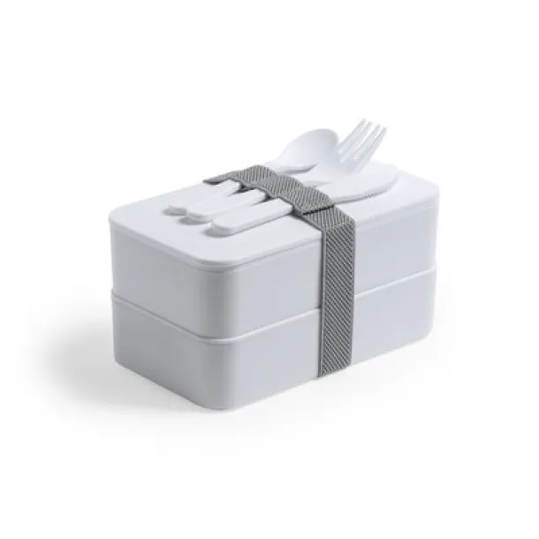  Antibacterial lunch boxes 2 pcs, 2x700 ml, cutlery white